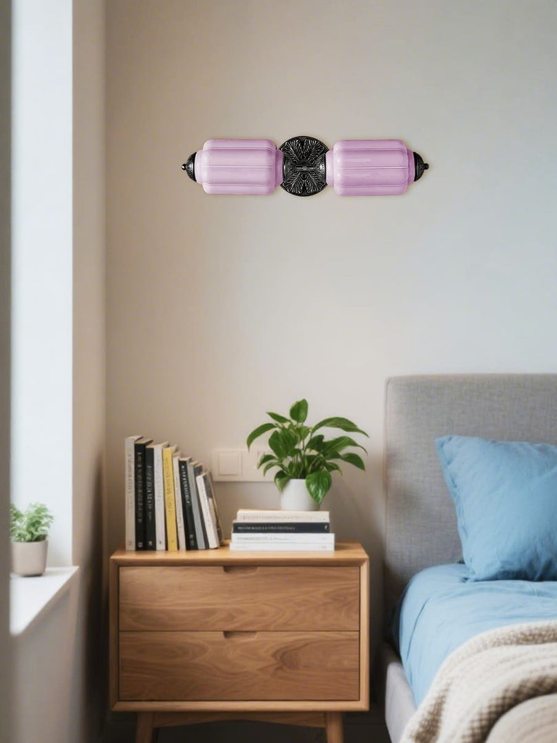 Aplique de pared horizontal Eloise de cristal vintage americano con forma de farol