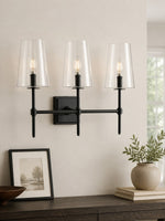 Load image into Gallery viewer, Derlina Clear Glass Sconce - Elegant Single To Triple Vanity Sconce
