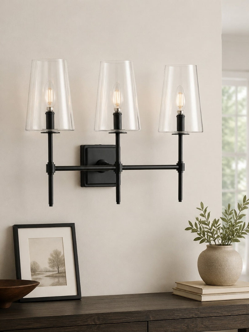 Derlina Clear Glass Sconce - Elegant Single To Triple Vanity Sconce