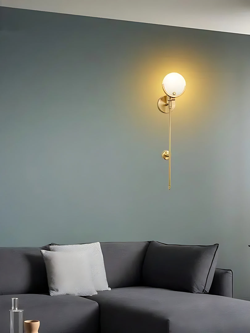 Aplique de pared de alabastro Antoinett redondo, de estilo largo y ligero, de lujo
