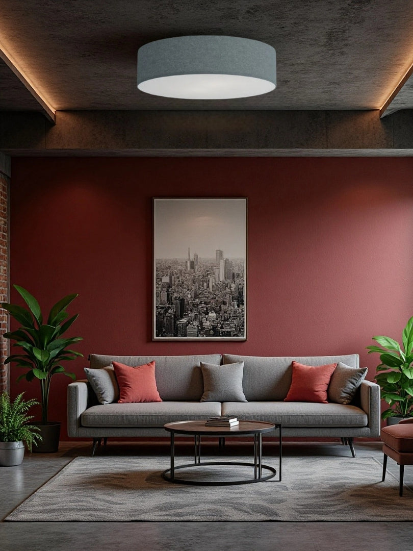 Soft Ceiling Lamp - Fabric & Acrylic Round Light for Ambient Glow