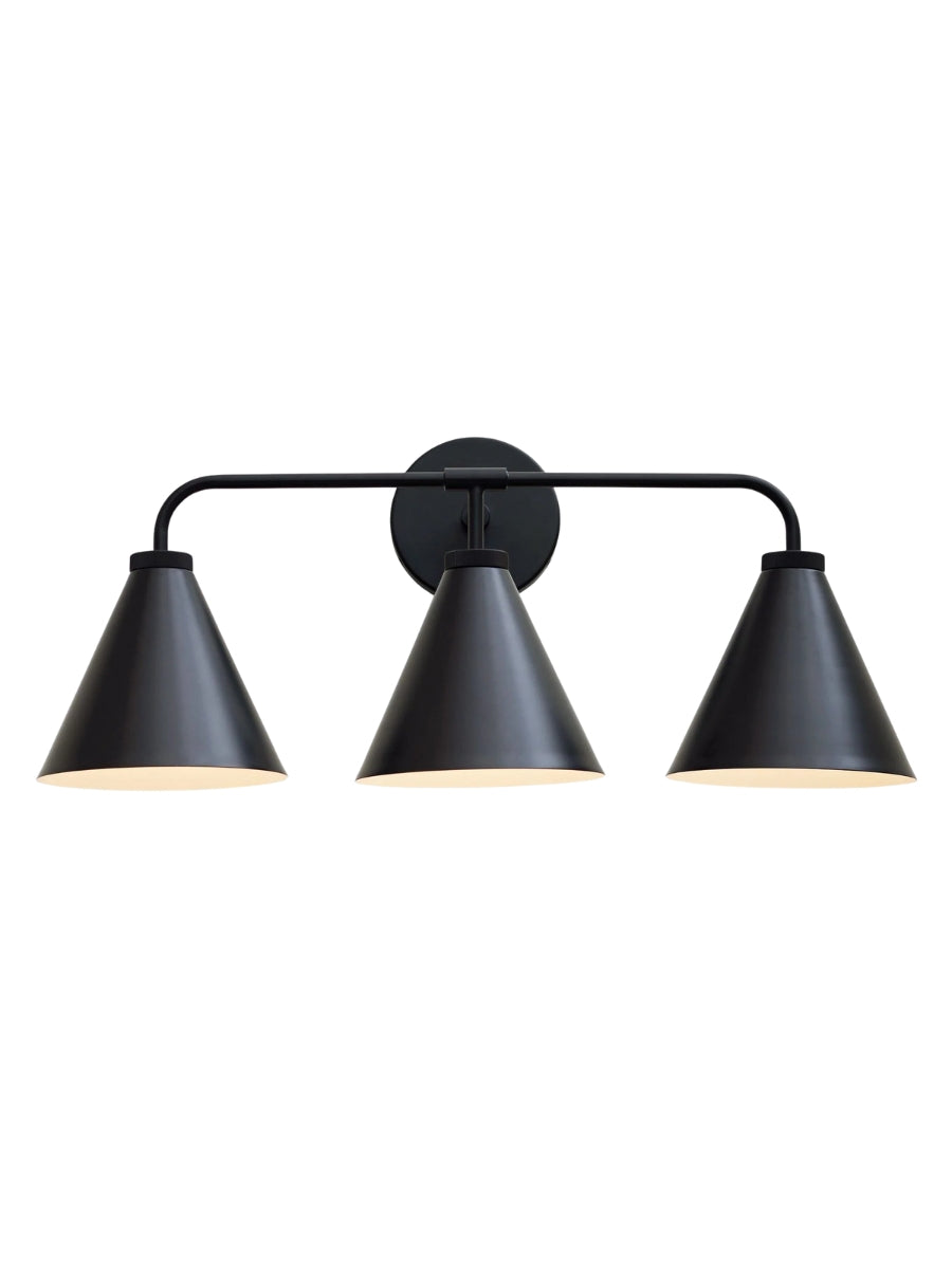Korvi Tapered Sconce Cone Wall Light – Black or Brass Conical Retro Design