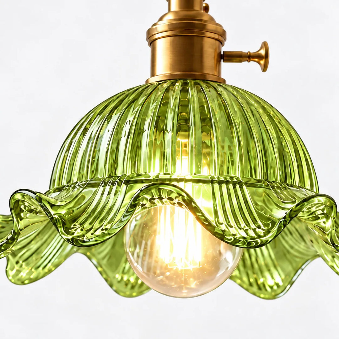 Vintage Wavy-Edge Glass Pendant Lamp