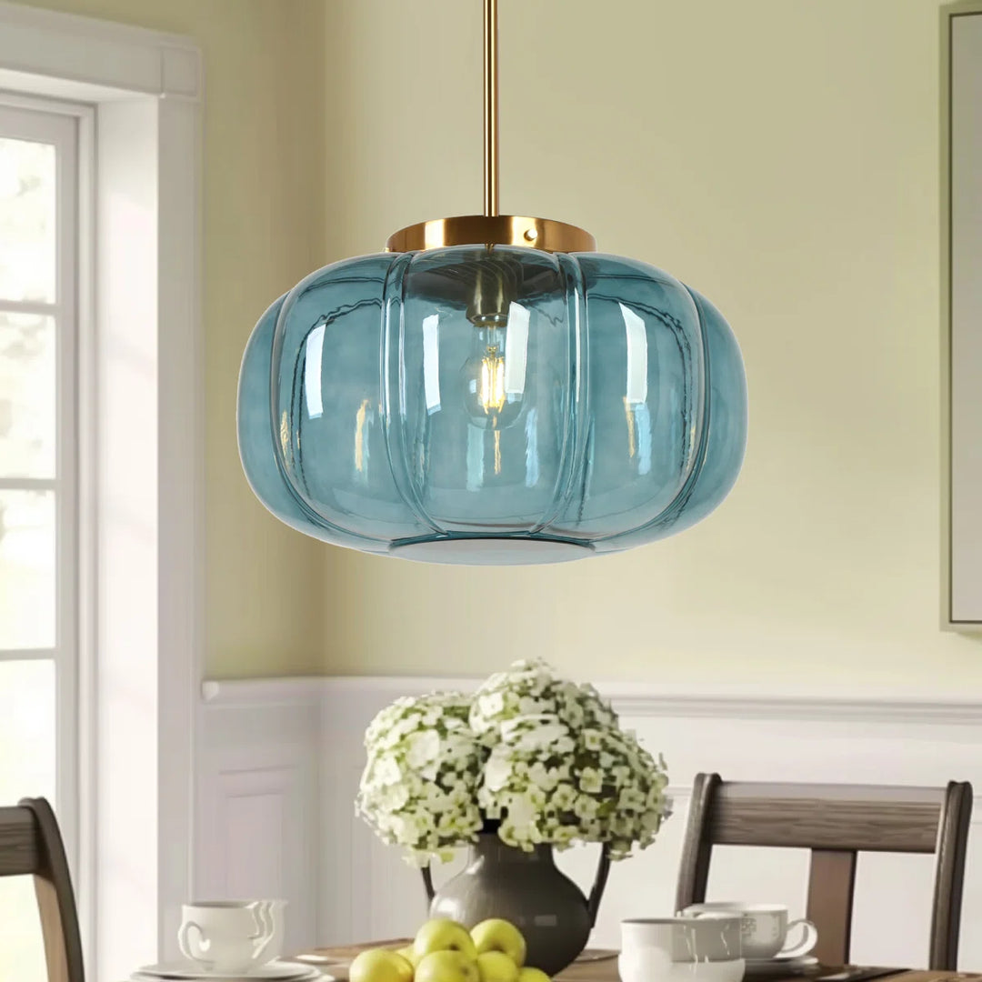 Ribbed Glass Single-Light Dome Pendant Light