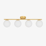 Load image into Gallery viewer, Gold four-light ceiling light with milk glass shades