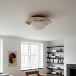 Load image into Gallery viewer, Calivra Modern Travertine Round Ceiling Light - Minimalist Flush Mount Lamp for Hallway and Bedroom