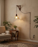 Bild in Gallery-Viewer laden, Natural Wood And Glass Plug-In Pendant