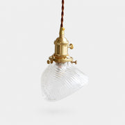 Clear ribbed glass mini pendant light