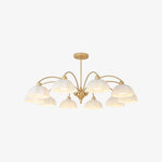 Cargar imagen en el visor de la Galería, Gold milk glass chandelier with 10 lights