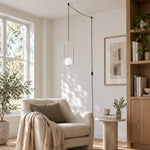 Load image into Gallery viewer, Pearl Glass Sphere Brass Plug-In Pendant