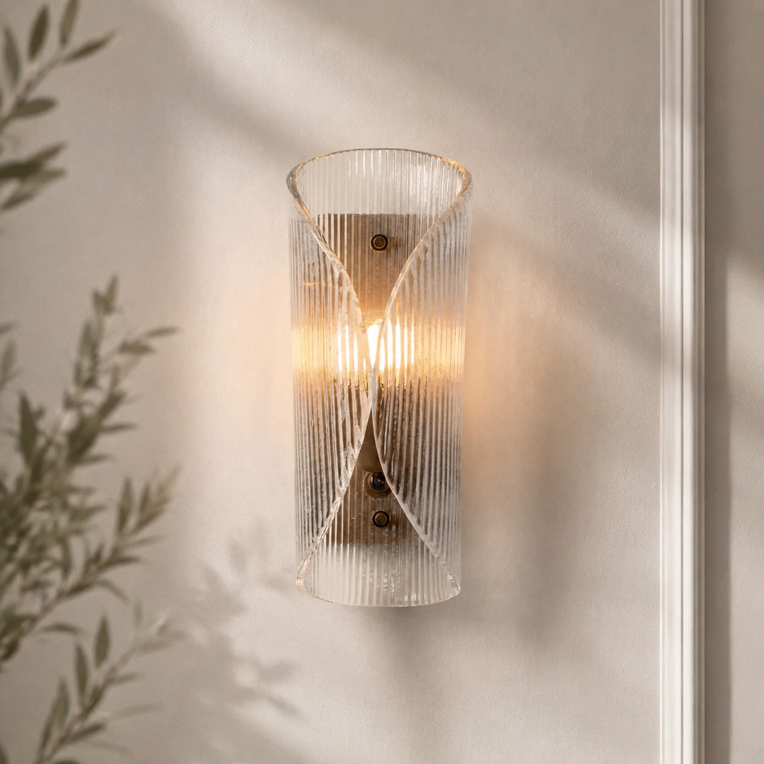 Vintage Ripple Glass Wall Sconce