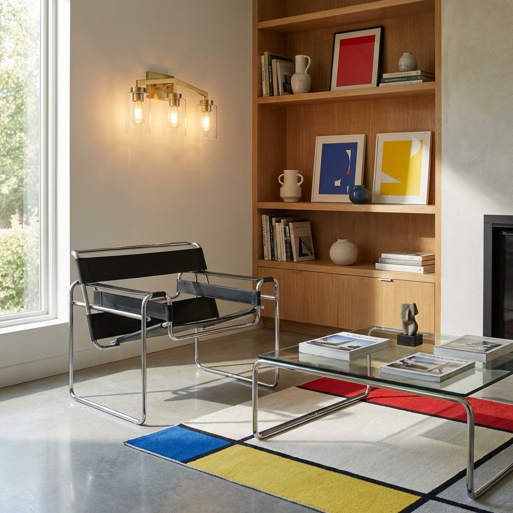 Lámpara de pared con cilindro de vidrio industrial Brassiq - Luz para tocador de baño estilo antiguo