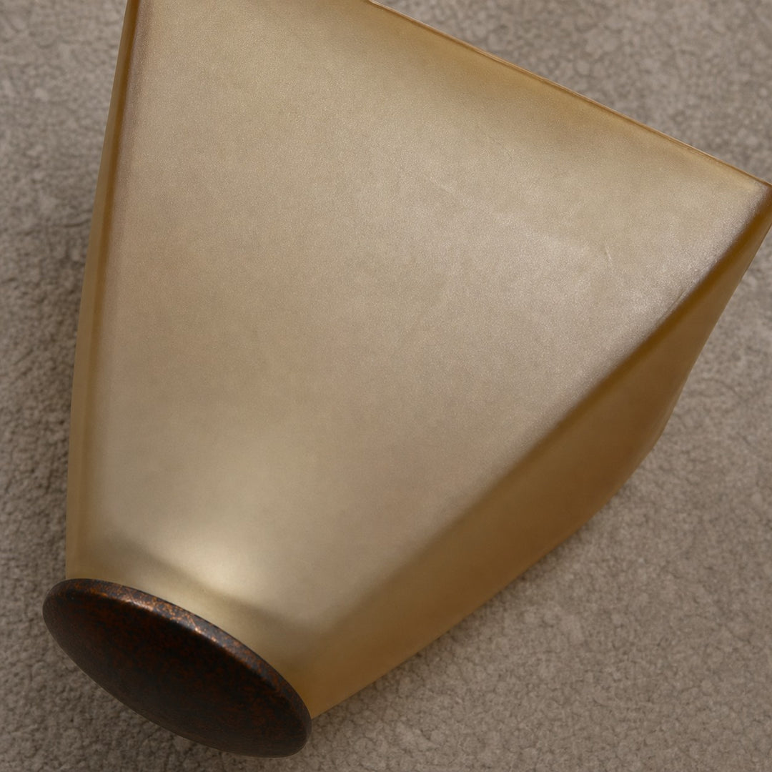 Close view of frosted amber glass shade