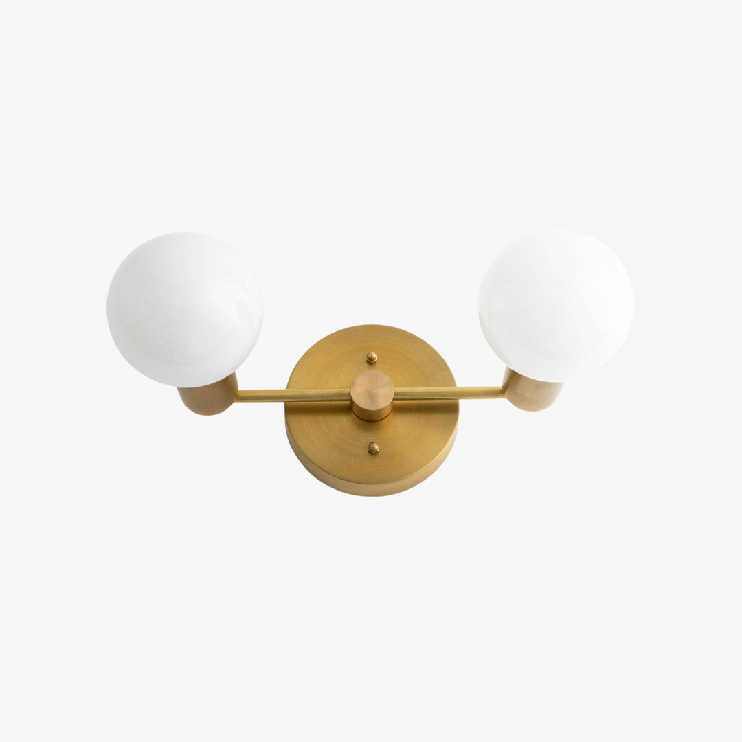 Glorica Glass Vanity Light - Modern Brass Wall Sconce for Bathroom Style
