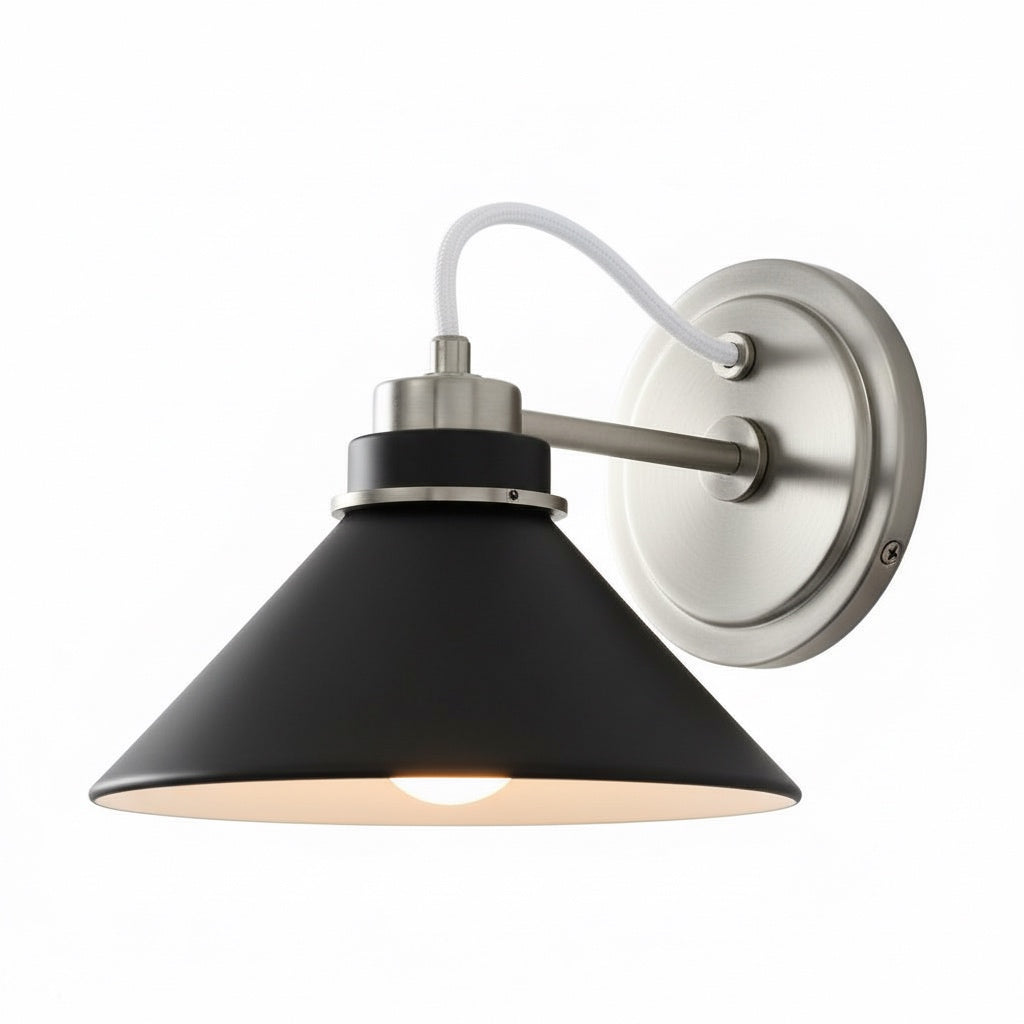 Aurenza Curved Arm Globe Wall Sconce – Modern Industrial Wall Lamp for Bathroom, Bedroom, and Hallway