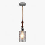 Cargar imagen en el visor de la Galería, 02 smoke gray glass chrome wood pendant sku