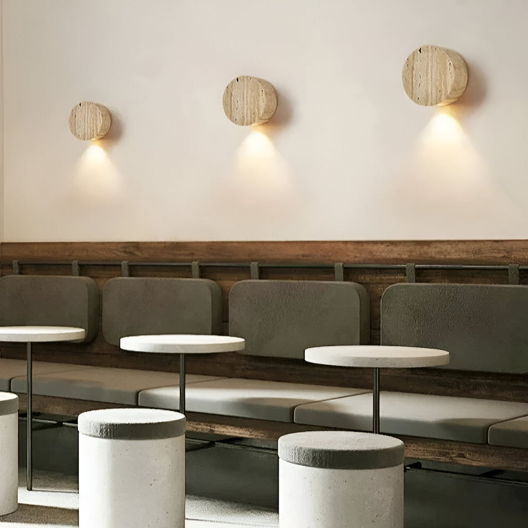 Japanische Wabi Sabi Natürliche Travertin Stein Wandleuchte