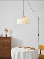 Bild in Gallery-Viewer laden, Beige Pleated Fabric Fringe Plug-In Pendant