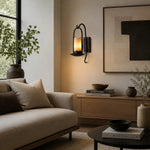 Cargar imagen en el visor de la Galería, Black metal marble glass wall sconce