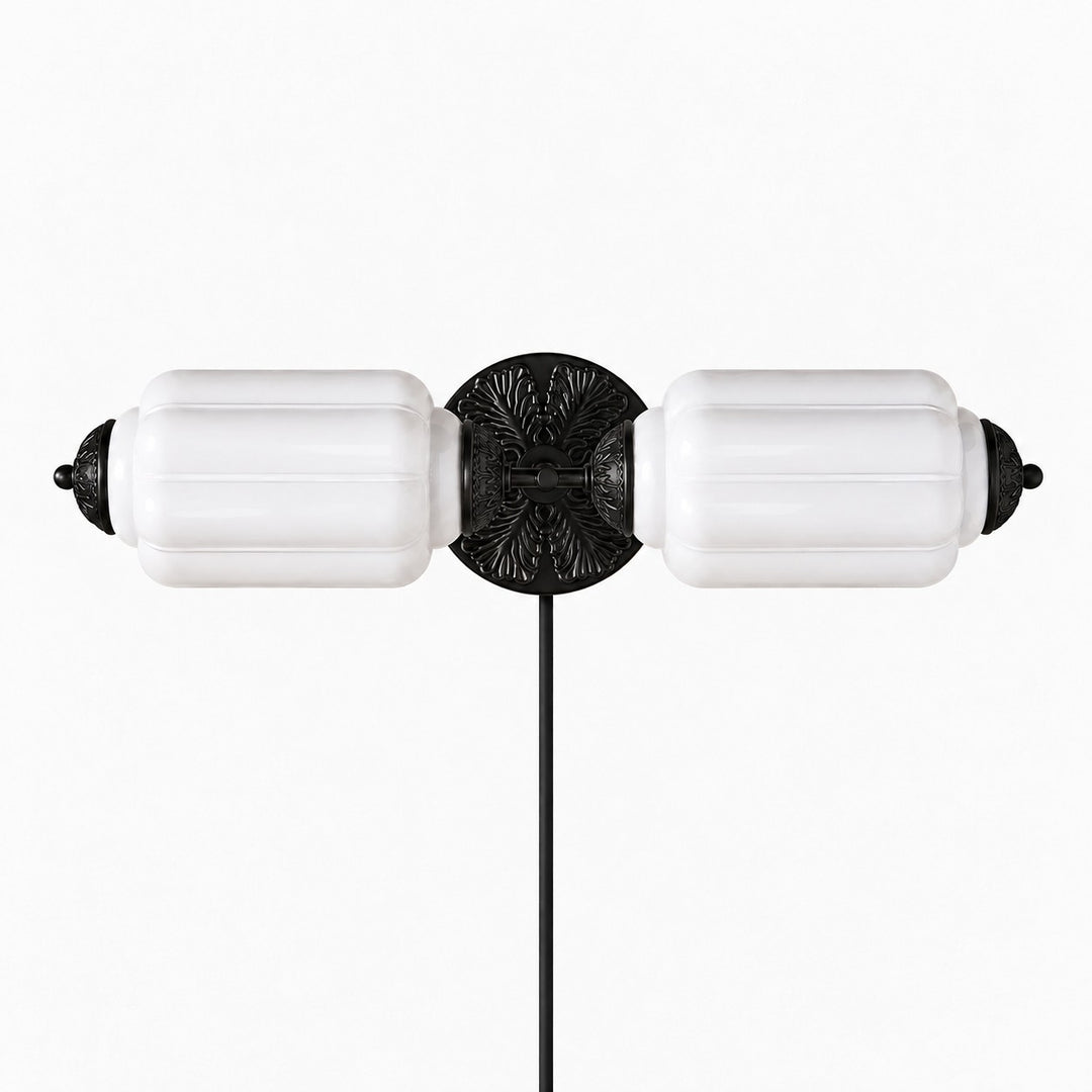 Eloise fluted milk-glass plug-in wall sconce