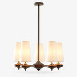 Load image into Gallery viewer, Hour Rho chandelier with white velvet shades, 5 lights