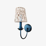 Cargar imagen en el visor de la Galería, Matte black wall sconce with B woven shade