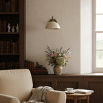 Load image into Gallery viewer, Curva Metal  Industrial Wall Sconce - Curved Brass Arm - Hammered Dome Light Fixture
