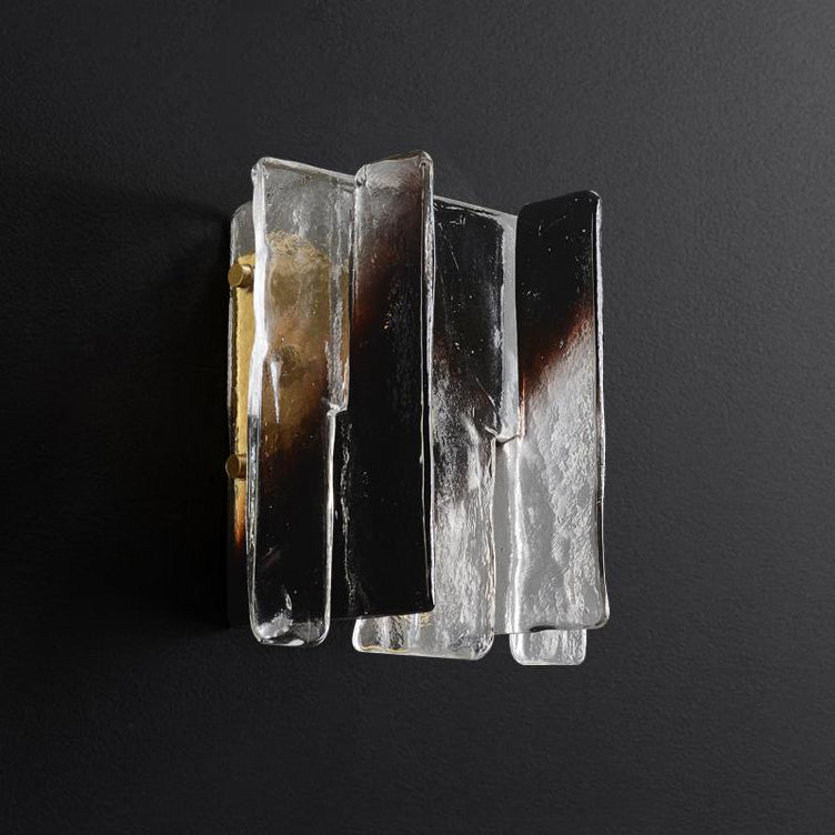 Lámpara de pared moderna de lujo rectangular de cobre y vidrio de una luz para sala de estar