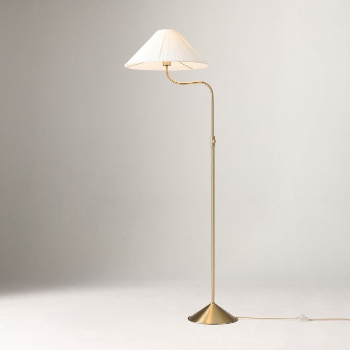 Lámpara de pie elegante Fibura con pantalla de lino en bronce champán: añade calidez