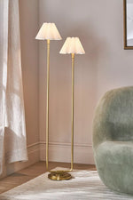Load image into Gallery viewer, Capirise Gold Scalloped Shade Floor Lamp - Contemporary Metal Lighting for Bedroom
