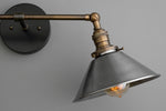 Charger l&#39;image dans la visionneuse de galerie, Conique Metal Industrial Wall Sconce with Dual Cone Shades - Vintage Metal Finish
