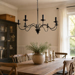 Charger l'image dans la visionneuse de galerie, Lustre vintage en fer noir de style bougeoir