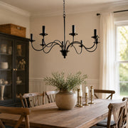 Lustre vintage en fer noir de style bougeoir