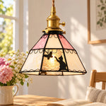 Charger l'image dans la visionneuse de galerie, Cat and Butterfly Stained Glass Pendant Light
