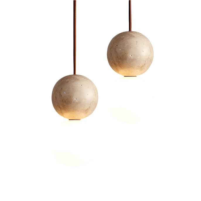 Travertin Stein Creme Retro Minimalistische LED Pendelleuchte