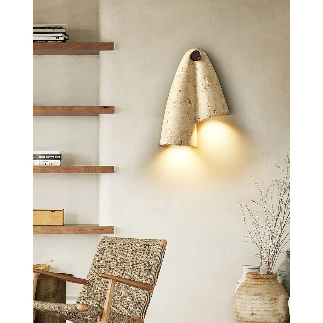 Travertin-Wandlampe – Minimalistische Stein-Wandleuchte Dekorative Beleuchtung für Wohnzimmer