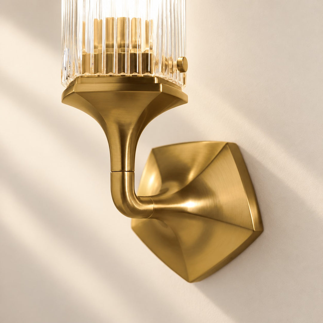 Ridged Shade Armed Cup Metal Plate Wall Light