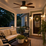 Bild in Gallery-Viewer laden, Black walnut ceiling fan light on a covered porch