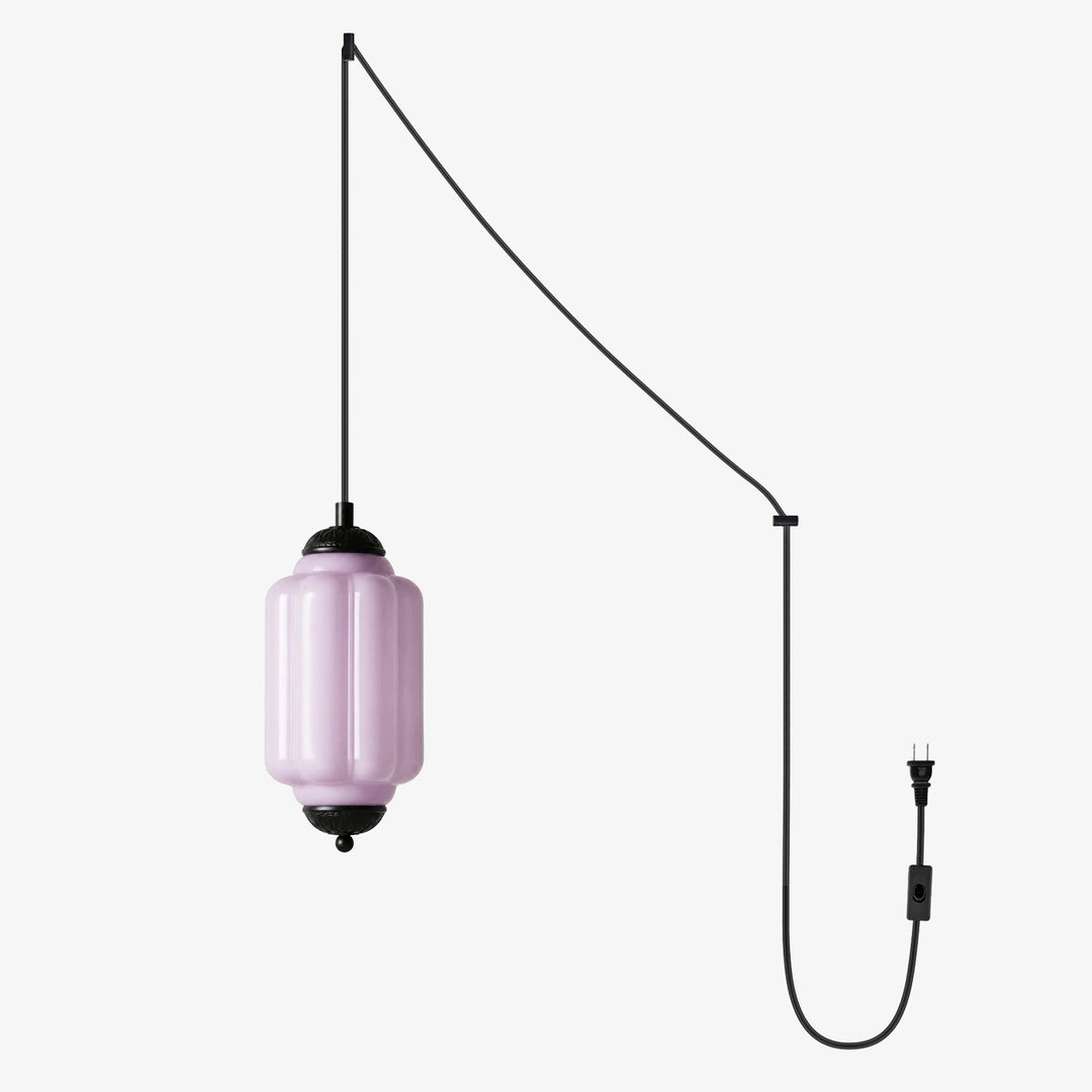 Fluted Glass Antique Brass Plug-In Pendant