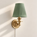 Bild in Gallery-Viewer laden, Rowan No-Wire Pleated Drum Shade Wall Sconce – Plug-In Fabric Wall Light
