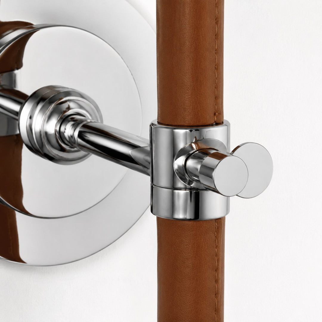 Vintage Leather and Brass Wall Sconce