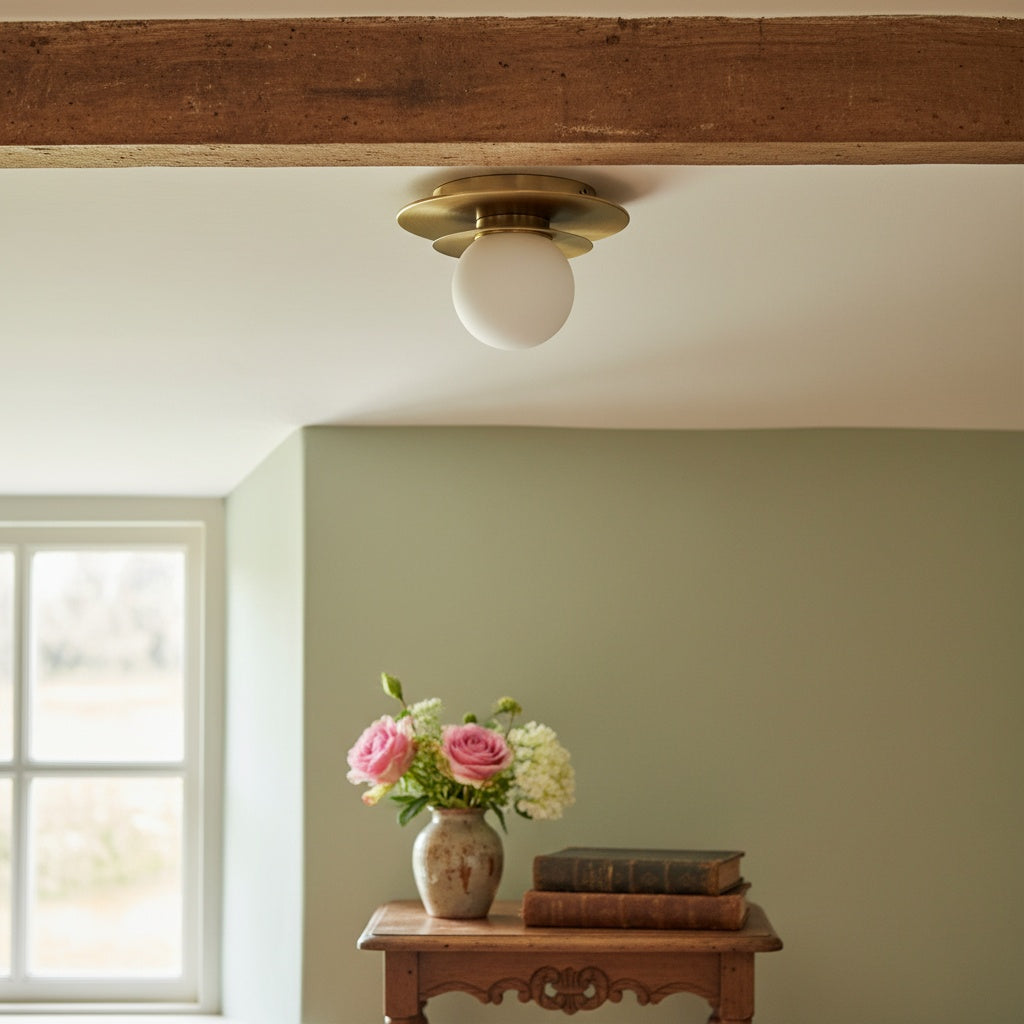 Artivo Modern Layered Globe Ceiling Light with Brass Finish for Living Room, Bedroom and Bathroom