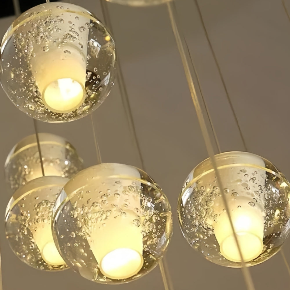Suspension sphérique décorative en cristal Lorivo, effet étoilé pour espaces de détente