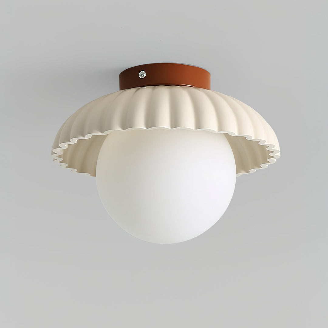 Plafonnier élégant de style Alien Cream en métal beige et verre