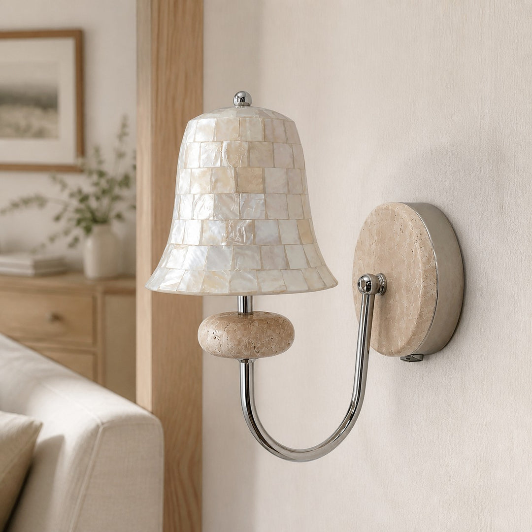 Mother-of-Pearl and Stone Wall Sconce