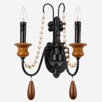 Load image into Gallery viewer, Black Beaded Candle Wall Sconce