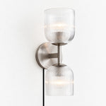 Bild in Gallery-Viewer laden, Chrome ribbed-glass wall sconce, two lights