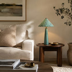 Bild in Gallery-Viewer laden, Green floral table lamp beside a sofa