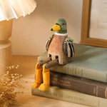 Cargar imagen en el visor de la Galería, Hand-carved wooden mallard duck ornament styled on a tabletop edge