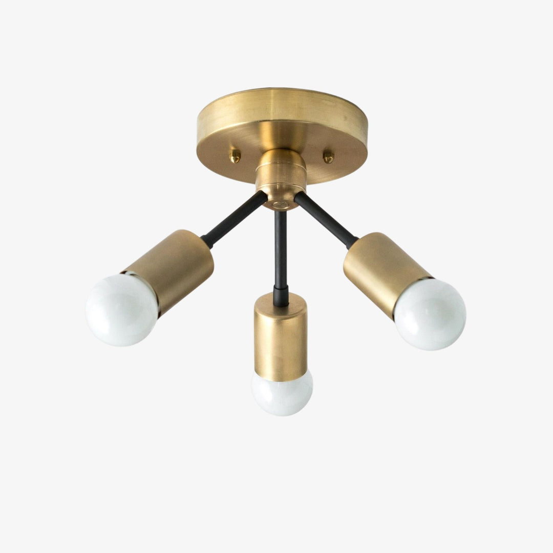 Mobilux Line Modern Brass Flush Mount - Minimalist Gold Ceiling Light for Bedroom